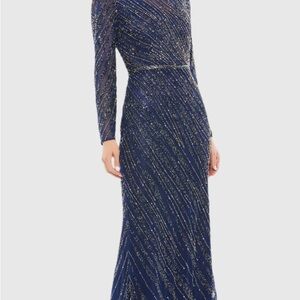 Mac Duggal Blue Embellished Asymmetrical Gown